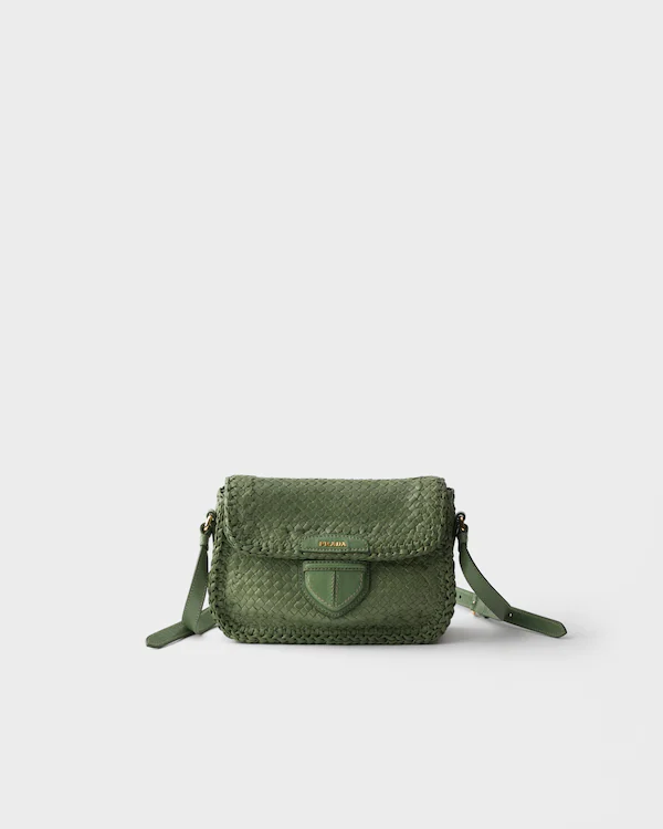 Woven leather mini shoulder bag
