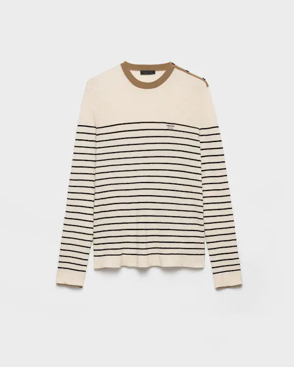 Striped linen and cotton sweater
