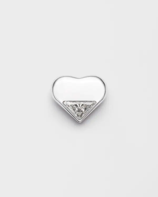 Eternal Gold Nano Heart single earring in white gold with laboratory-grown diamond
