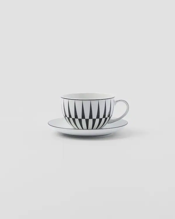 Set of two porcelain tea cups - Stripes