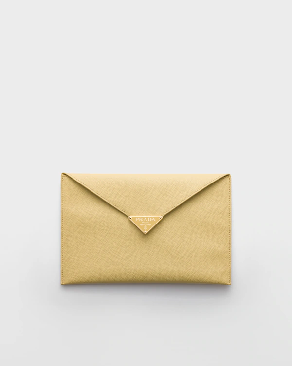 Saffiano leather envelope clutch