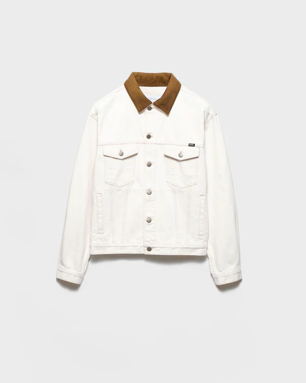 Old denim jacket with leather details