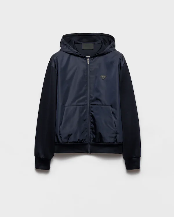 Technical cotton and Re-Nylon hoodie