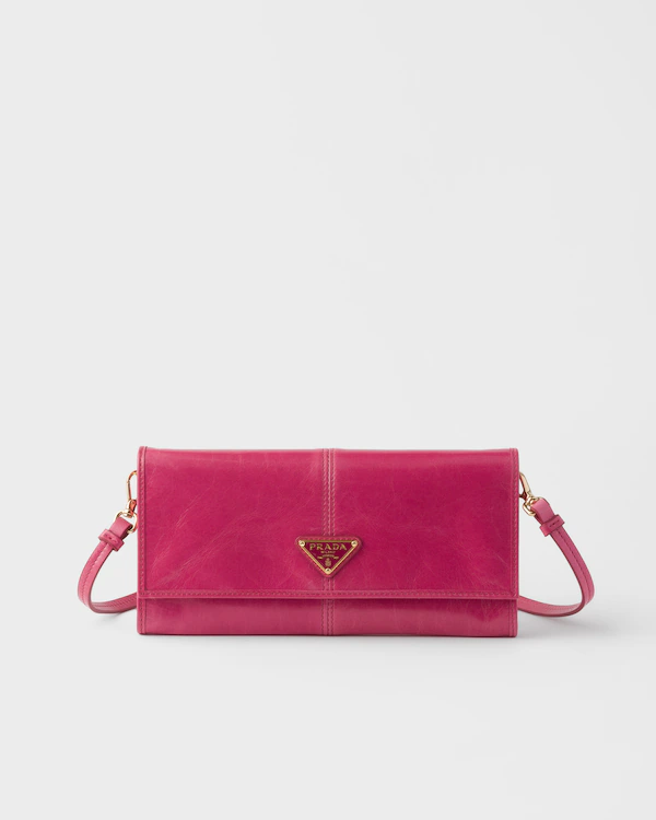 Leather wallet with shoulder strap