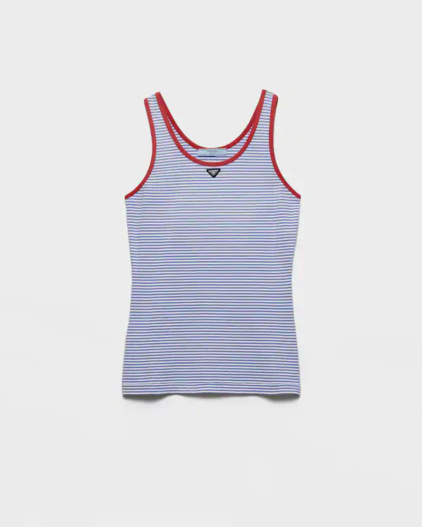 Striped cotton jersey tank top