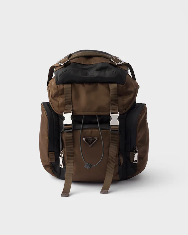 Re-Nylon and leather backpack
