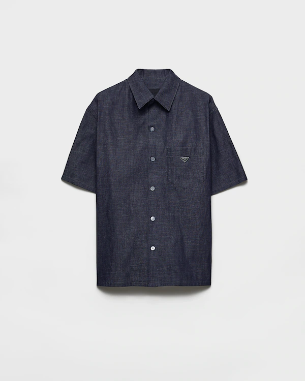 Short-sleeved chambray denim shirt