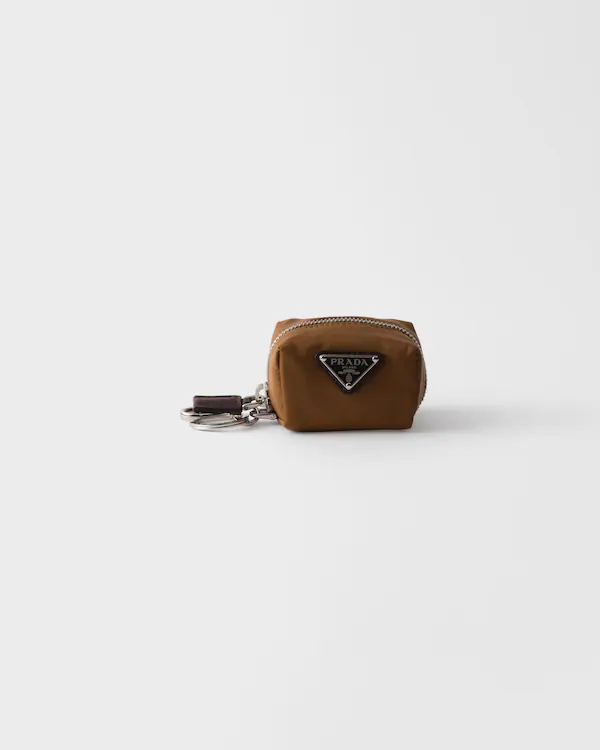 Re-Nylon and leather mini-pouch