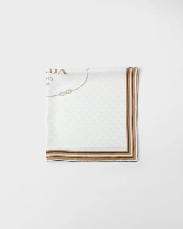 Printed silk twill jacquard scarf 90