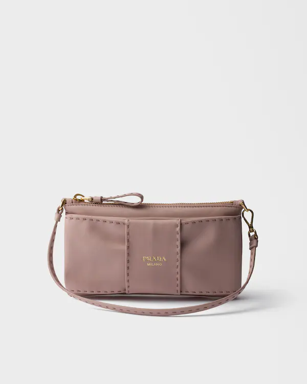 Nappa leather zipper pouch