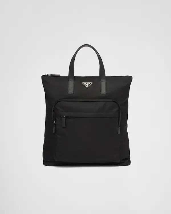 Re-Nylon and Saffiano leather tote bag