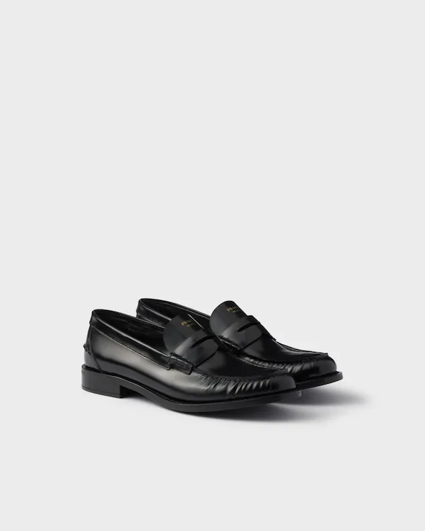 Brushed leather loafers