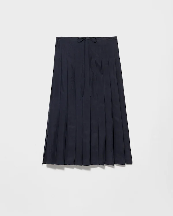 Pleated silk midi-skirt
